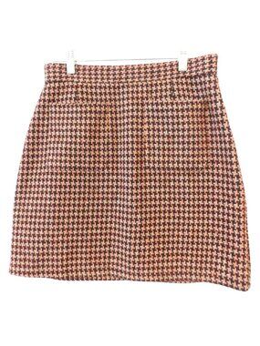 ModCloth Womens Sz 6 Wool Blend Houndstooth Tweed Mini Skirt Preppy Retro